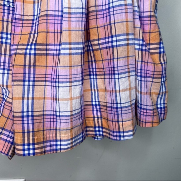 Free People Serendipity Shorts High Waist Paper Bag Plaid Guava Combo Orange LG - Picture 5 of 12